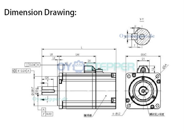 DC-Servomotor, 100W, 36V, 4,0A, 0,318 Nm, 3000 U/min, mit 2500 Linien Encoder, 60 × 60 mm